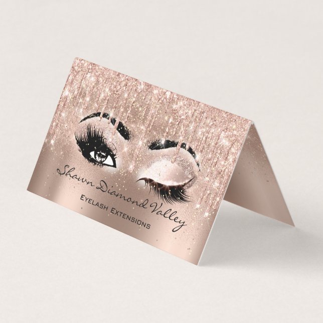 Makeup Artist Lashes Extension Tropfen Rose Blush Visitenkarten (Vorderseite)