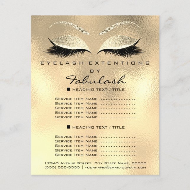 Makeup Artist Lashes Glitzer Flyer 1 Preise (Vorne)