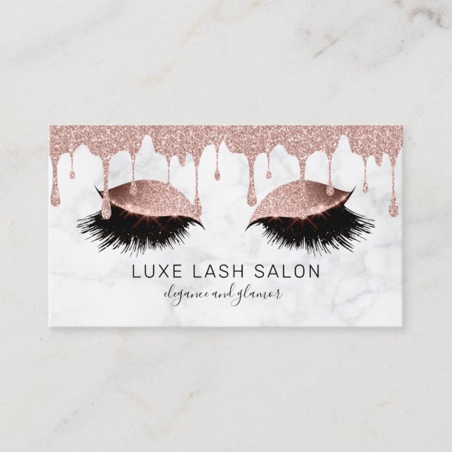 Makeup Artist Lashes Pink Glitzer Rose Gold Visitenkarte (Vorderseite)
