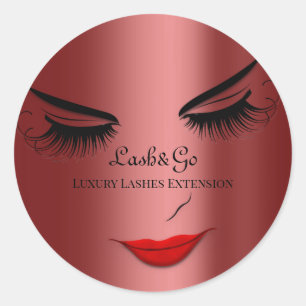 Makeup Artist Lashes Produkt Red Lips Burgundy Runder Aufkleber
