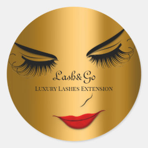 Makeup Artist Lashes Produkt Red Lips Gold Runder Aufkleber