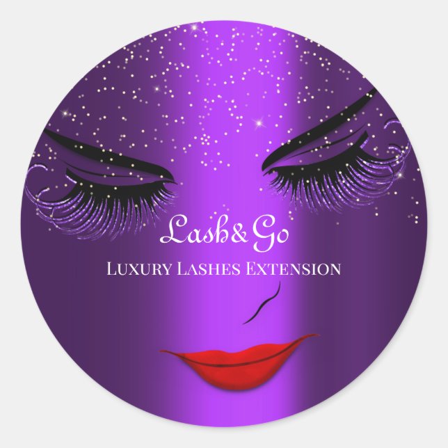 Makeup Artist Lashes Produkt rot Lila Runder Aufkleber (Vorderseite)