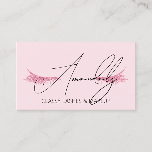 Makeup Artist Lashes QRLOGO Microblade Rose Powder Visitenkarte (Vorderseite)