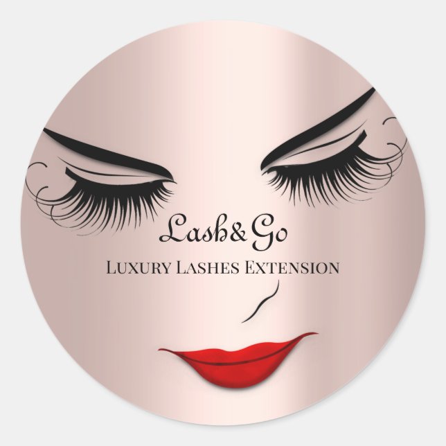 Makeup Artist Lashes Rote Rose Runder Aufkleber (Vorderseite)