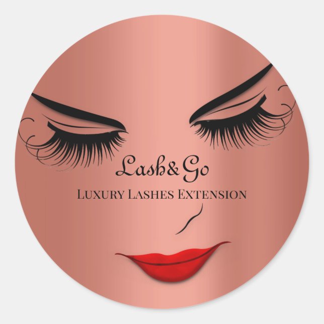 Makeup Artist Lashes Rote Rose Runder Aufkleber (Vorderseite)