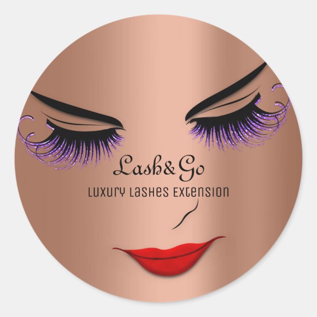 Makeup Artist Lashes Rote Rose Runder Aufkleber (Vorderseite)