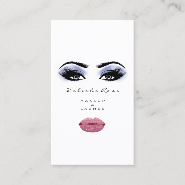 Makeup Artist Lashes Smoky Blue Rose Lippen Visitenkarte (Vorderseite)