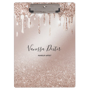 Makeup Artist Lashes Spark Drips Rose Gold Klemmbrett