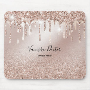Makeup Artist Lashes Spark Drips Rose Gold Mousepad