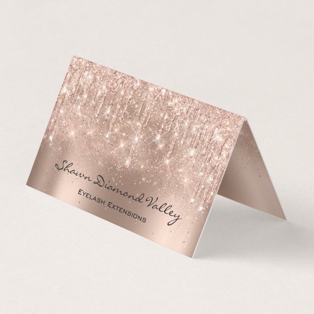 Makeup Artist Lashes Tropfen Rose Blush Confetti Visitenkarten (Vorderseite)