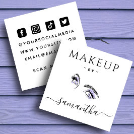 Makeup Artist Lila Eye Brow Social Media QR Code Quadratische Visitenkarte