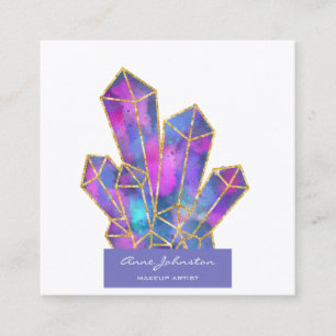Makeup Artist Lila Gold Glitzer Crystal Quadratische Visitenkarte
