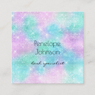 Makeup Artist Lila und Blue Glitzern Elegante Quadratische Visitenkarte