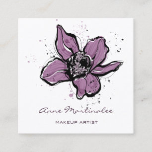 Makeup Artist Lila Watercolor Blume Quadratische Visitenkarte