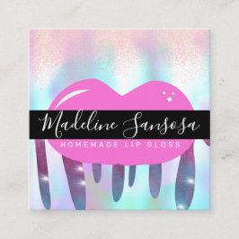 Makeup Artist Lip Gloss Glitzer Drilling Hologram Quadratische Visitenkarte