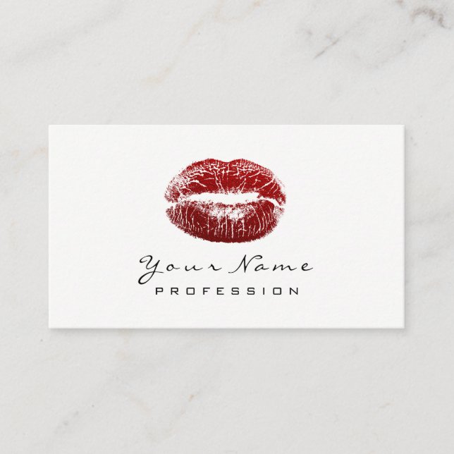 Makeup Artist Lips Beauty Red Lipstick Schwarz-wei Visitenkarte (Vorderseite)