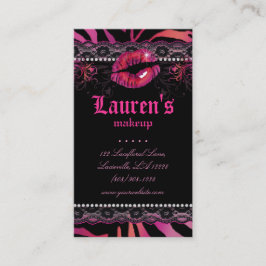 Makeup Artist Lips N Lace Zebra Rotes Rosa Visitenkarte