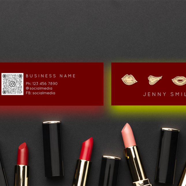 Makeup Artist Lips Nurse Cosmetic Injektor Qr Mini Visitenkarte (Makeup Artist Lips Nurse Cosmetic Injector Qr Mini Business Card)