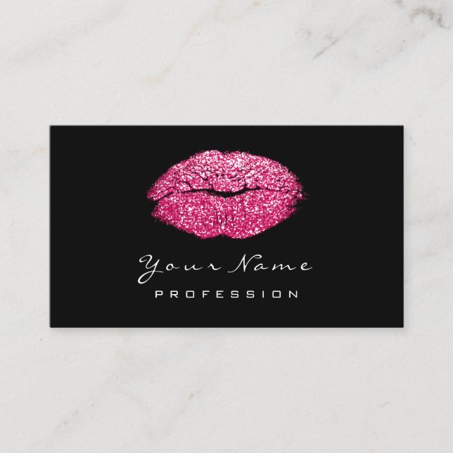 Makeup Artist Lips Rose Lux Pink Lipstick Glitzer Visitenkarte (Vorderseite)