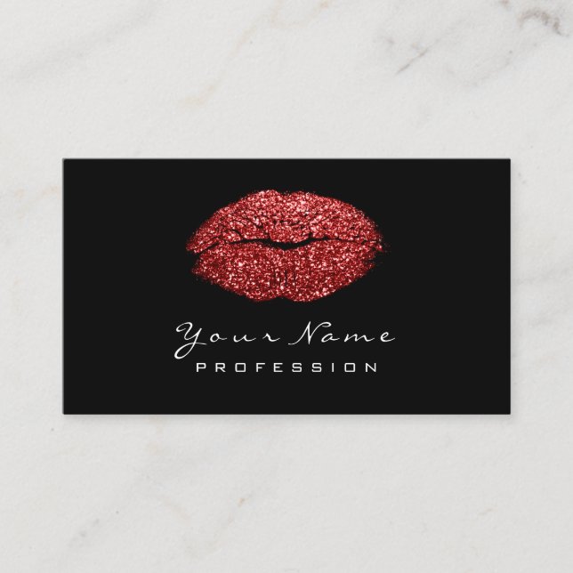 Makeup Artist Lips Roter Glitzer Visitenkarte (Vorderseite)