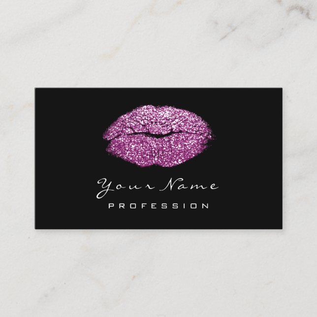 Makeup Artist Lips Violet Lila Lipstick Glitzer Visitenkarte (Vorderseite)