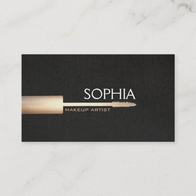 Makeup Artist Logo Mascara auf Imitaten Schwarze L Visitenkarte (Vorderseite)