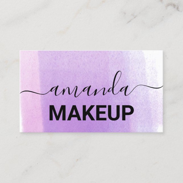 Makeup Artist Logo Minimalismus Lila Ombre Visitenkarte (Vorderseite)