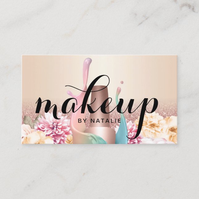 Makeup Artist Manicurist Elegante Pastel Flora Visitenkarte (Vorderseite)