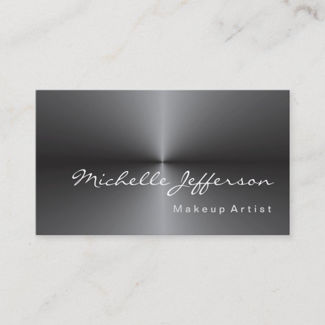 Makeup Artist Metallic Silver Gray Trendy Visitenkarte (Vorderseite)
