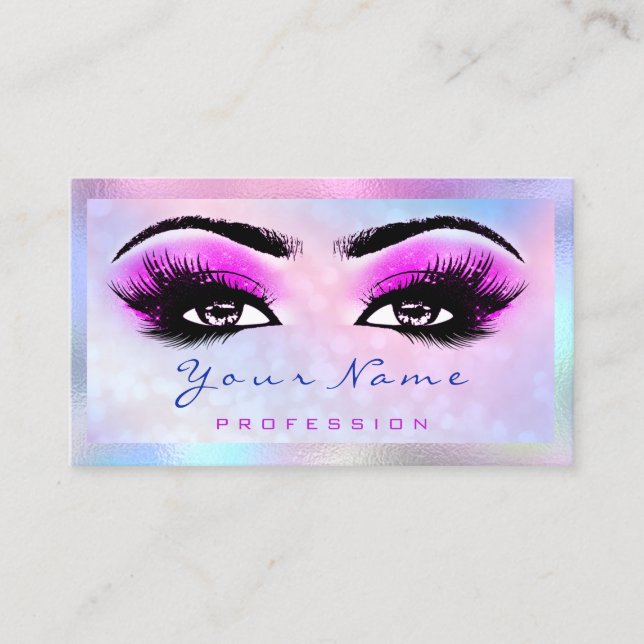 Makeup Artist Microblade Eyelash Holograph HotPink Visitenkarte (Vorderseite)