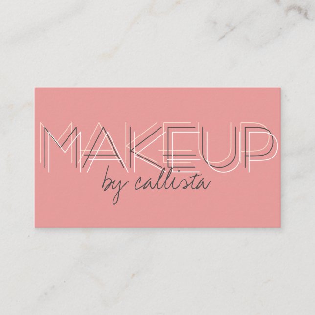 Makeup Artist Minimalistisch Pink Black Typografy Visitenkarte (Vorderseite)