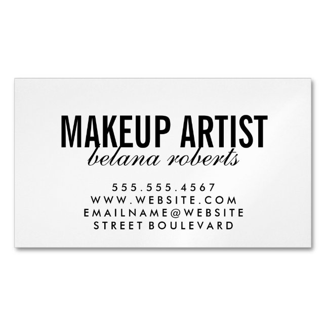 Makeup Artist Minimalistisch / (schwarz / weiß) Magnetische Visitenkarte (Vorderseite)