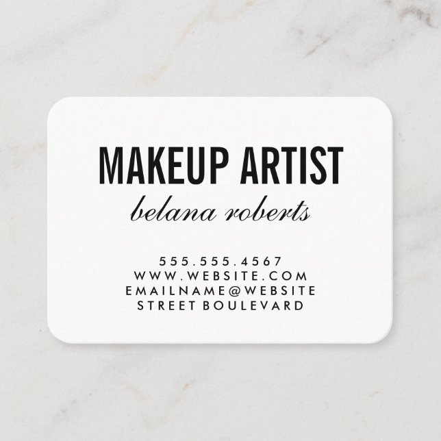Makeup Artist Minimalistisch / (schwarz / weiß) Visitenkarte (Vorderseite)
