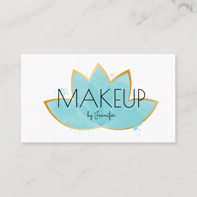 Makeup Artist Minimalistisch Social Media Lotus Bl Visitenkarte (Vorderseite)