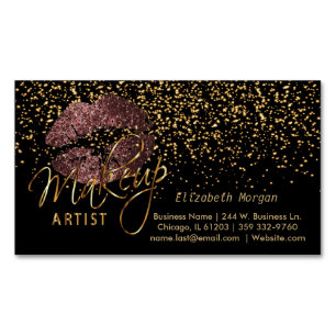 Makeup Artist mit Gold Confetti & Dark Rose Liften Magnetische Visitenkarte
