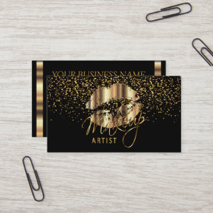 Makeup Artist mit Gold Confetti & Gold Metal Lippe Visitenkarte
