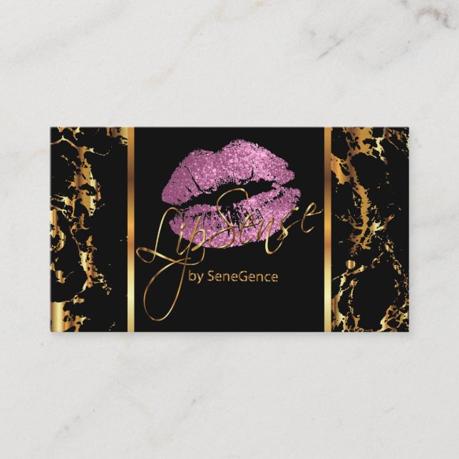 Makeup Artist mit Marble Gold & So Pink Lippen Visitenkarte (Vorderseite)