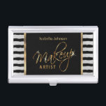 Makeup Artist mit schwarzen und weißen Streifen Visitenkarten Dose<br><div class="desc">Berufliche Visitenkarten-Inhaber mit schwarz-weißem Streifen und Drehbuch-Imitaten mit goldenen Schriftzeichen, die Makeup Artist für Sie bereit zu personalisieren. ⭐ Dieses Produkt ist zu 100% benutzerdefinierbar. Grafik und/oder Text können hinzugefügt, gelöscht, verschoben, verändert, verändert, gedreht usw. werden.(nur durch Klicken auf den Bereich "EDIT DESIGN") ⭐ 99% meiner Designs in meinem Shop...</div>