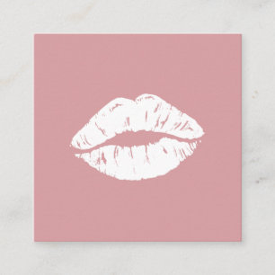 Makeup artist modern blush pink white lips kiss quadratische visitenkarte