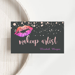 Makeup Artist Modern Glittery Lips Punkte Visitenkarte