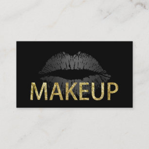 Makeup Artist Modern Gold Glitzer Text Lippen Visitenkarte