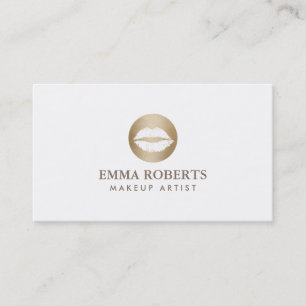 Makeup Artist Modern Gold Kiss Logo Einfach Visitenkarte