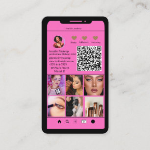 Makeup Artist Modern QR Code Instagram Grid Visitenkarte