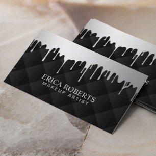 Makeup Artist Modern Silver Tropfens Luxury Salon Visitenkarte