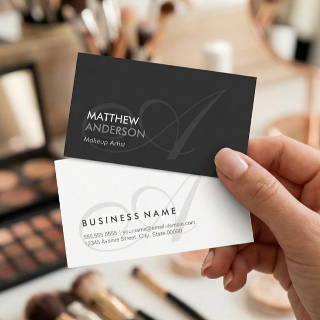 Makeup Artist - Modern Swash Monogram Visitenkarte (Von Creator hochgeladen)