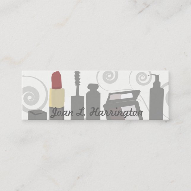 Makeup Artist Modern Swirl Feminine Cosmetologin Mini Visitenkarte (Vorderseite)