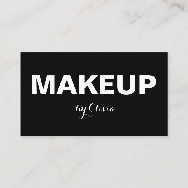 Makeup Artist Moderne Schwarz-weiße Visitenkarten Visitenkarte (Vorderseite)