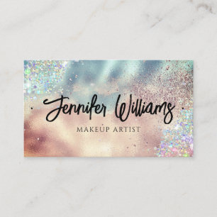 Makeup Artist Moderner Glitzer Gold Aquamarin Visitenkarte
