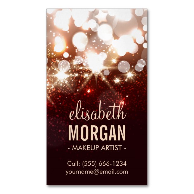 Makeup Artist - Moderner Glitzer Sparkle Magnetische Visitenkarte (Vorderseite Vertikal)