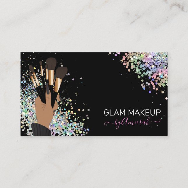 Makeup Artist, MUA, Beauty Salon Holographic Visitenkarte (Vorderseite)